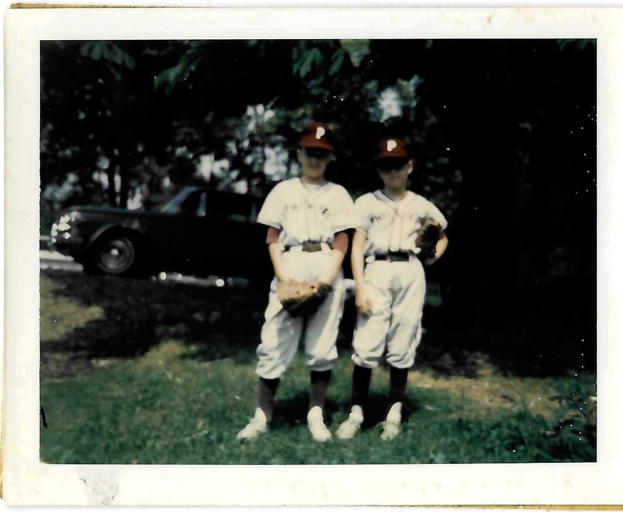 Young Paul and a friend in Phillies baseball uniforms